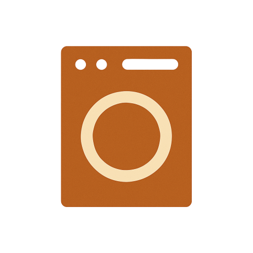 Brown icon of a front-loading washing machine or dryer