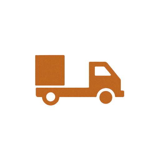 Brown icon of a box truck representing moving or hauling services