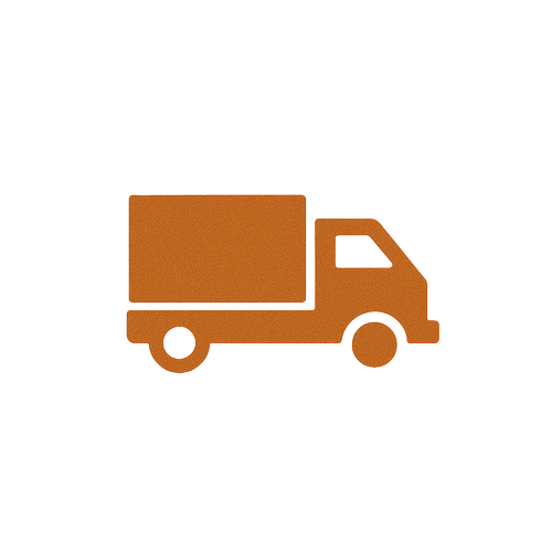 Brown icon of a large box truck used for moving or junk hauling services